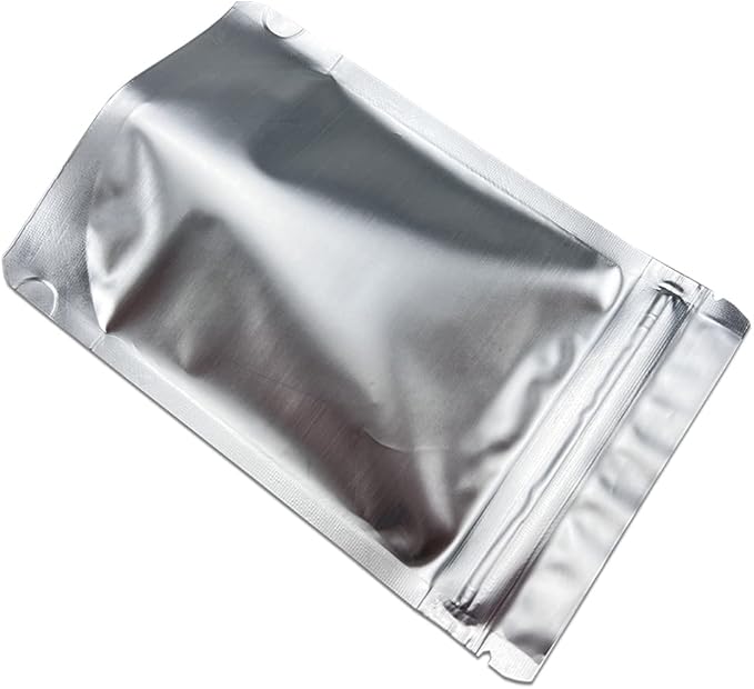 PABCK Small Stand-Up Resealable Heat Seal Bags 3.55mil Frosted Silver Mylar Foil Sealed Bags 50 Pieces 3.35x5.1 inch for Zip Packaging Lock Food Storage Pouch