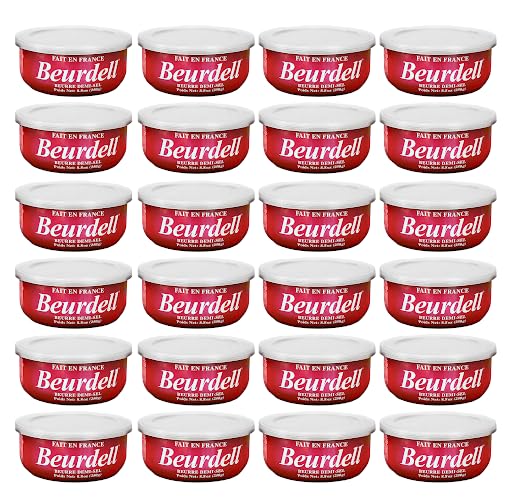 Beurdell French Salted Real Canned Butter 100% Natural Pasteurized Butter A real butter from France | Great For Hurricane Preparedness Emergency Survival Kit Great For Cooking, Baking Pack of 24