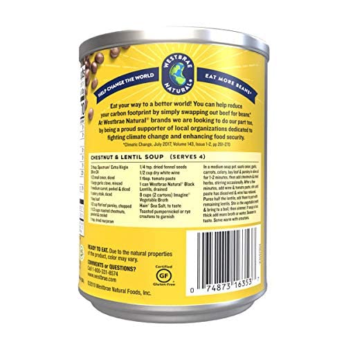 WESTBRAE 15 oz Natural Organic Black Lentils, No Salt Added, Source of Plant Based Protein and Fiber, Low Fat, Gluten Free, (Pack of 12)
