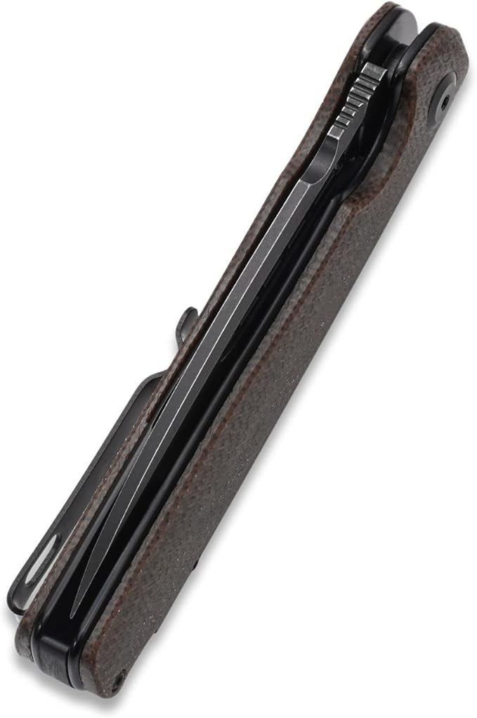 Sitivien ST131 Folding Knife,D2 Blade Micarta Handle EDC Tool Knife with Liner Lock for Outdoor Camping Hiking Fishing(Brown)