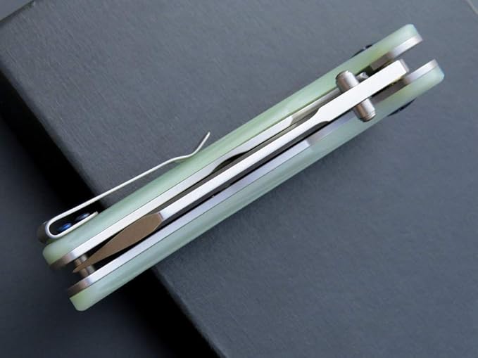 Eafengrow EF932 Pocket Knife G10 Handle D2 Steel Blade Knife with Ball Bearing Safe Open Flipper Knife for Camping Survival Hiking (jade)