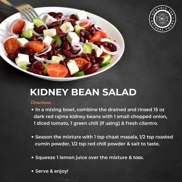 Pride Of India - PACK of 6 - Indian Whole Dark Kidney Beans - Protein & Fiber Rich Rajma, 1.5 Pound Jar
