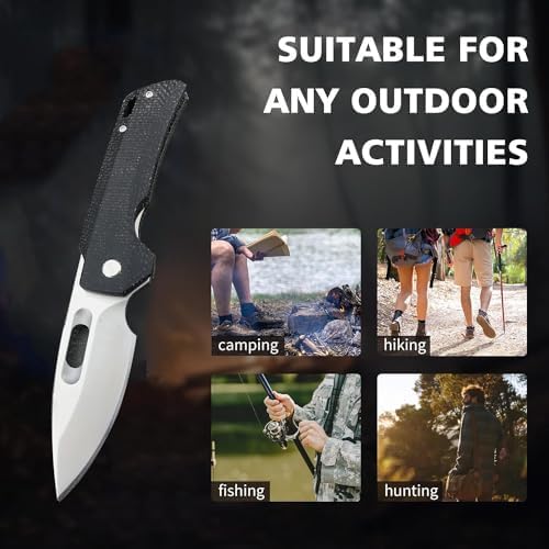 Generic GC002 Pocket Folding Knife, 7.0in 8Cr13Mov Blade Flax Handle Utiltiy Knife with Carry Belt Clip for Camping Hikking, Edc Assisted Opening Knife for Man Woman (Brown)