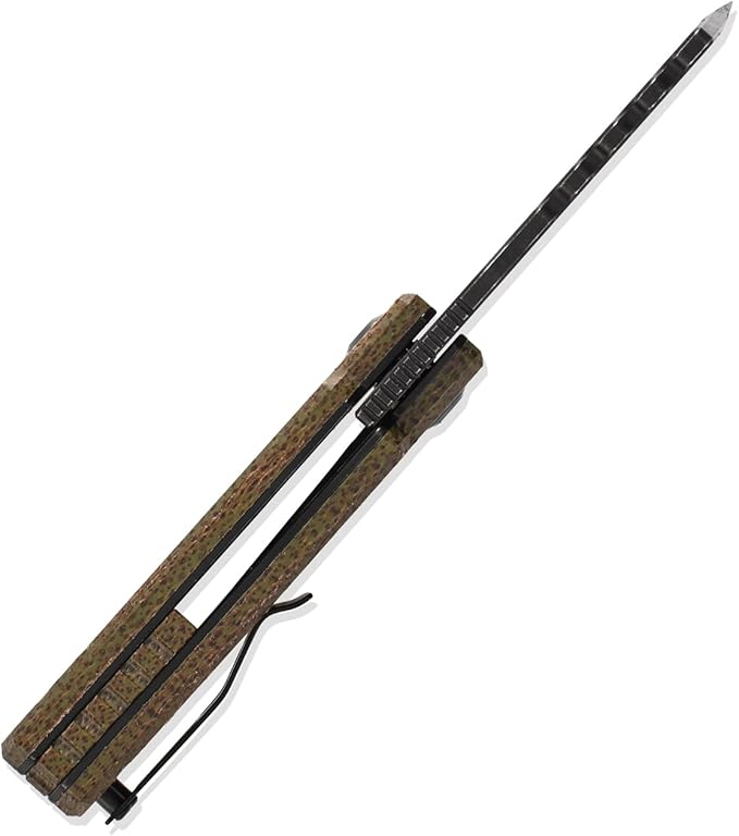 Sitivien ST155 Folding Knife,Sandvik 14C28N Steel Blade,Micarta Handle EDC Tool Knife Pocket Knife for Fishing,Camping,Hiking(Green) …