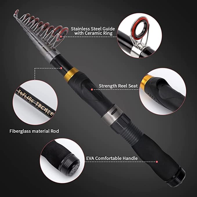BalanZze Carbon Telescopic Fishing Rod & Reel Travel Kit