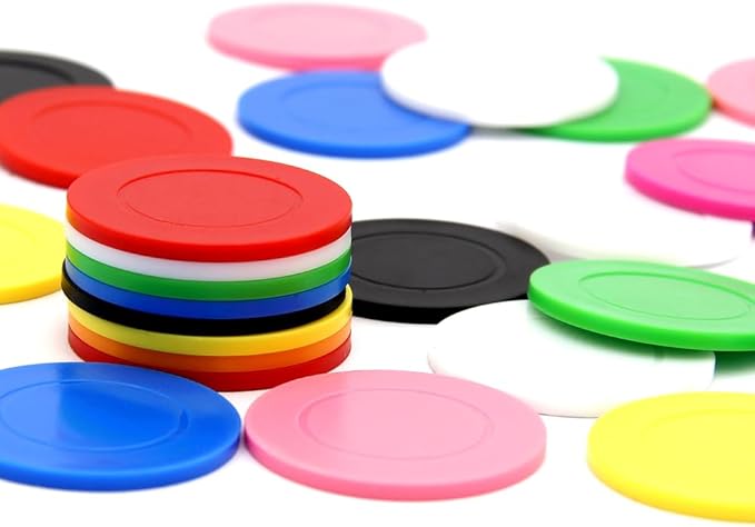 100 Custom Plastic Poker Chips, Print with Personalized Text, for Texas Hold'em Poker, Card Club or Late Night Poker Games
