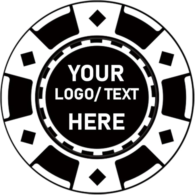 100 Custom Plastic Poker Chips, Print with Personalized Text, for Texas Hold'em Poker, Card Club or Late Night Poker Games