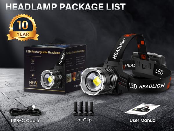 AKNEAR LED Rechargeable Super Bright Headlamp, 99000 High Lumens Head lamp