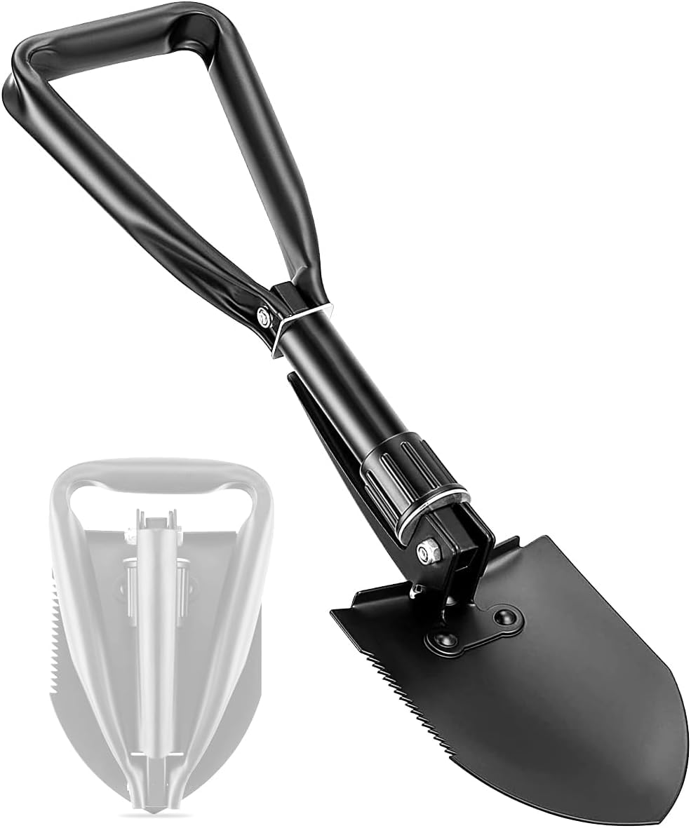 Outdoor Multi-use Folding Digging Shovel, 18.5 Inch Lightweight High Carbon Steel Spade with