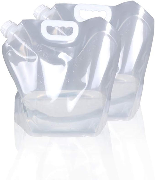 Soddeph Collapsible Water Container Bag, BPA Free Food Grade Clear Plastic Storage Jug for Sport Camping Riding Mountaineer,Freezable, Food Grade (2-pack-2.6 Gal)