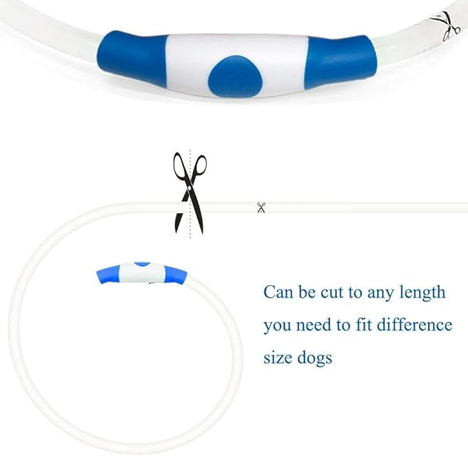 Illumifun LED Dog Collar - USB Rechargeable Light Up Dog Collars, TPU Cuttable Lighted Dog Necklace for Night Walking (Blue)