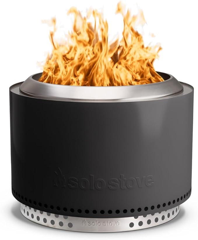 Solo Stove Yukon 2.0 + Stand, 27 Inch Smokeless Fire Pit ??Portable Stainless Steel Outdoor Fireplace - 360° Airflow Technology and Removable Ash Pan ??Ideal for 6 or More People, 43.9lbs, Ash