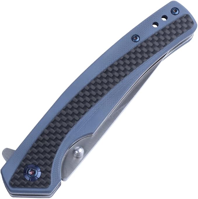 MASALONG Kni242 Folding Knife G10 Carbon Fiber Handle Outdoor Knife Fit Camping Wilderness Survival 59HRC hardness, rust resistant blade