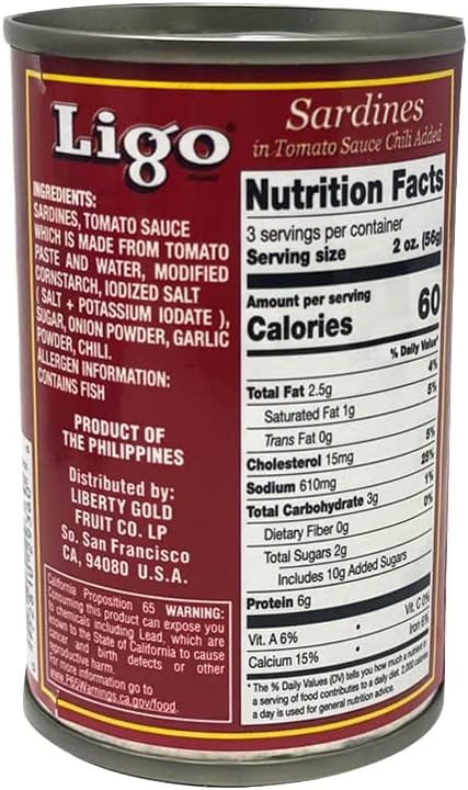 Sardines in Tomato Sauce with Chili Added (Spicy) - 5.5oz [Pack of 6] by Ligo