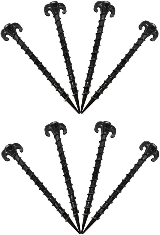 Beach Tent Stakes Canopy Anchors Canopy Stakes Heavy Duty Screw Shape 10 inch - 8 Pack Black