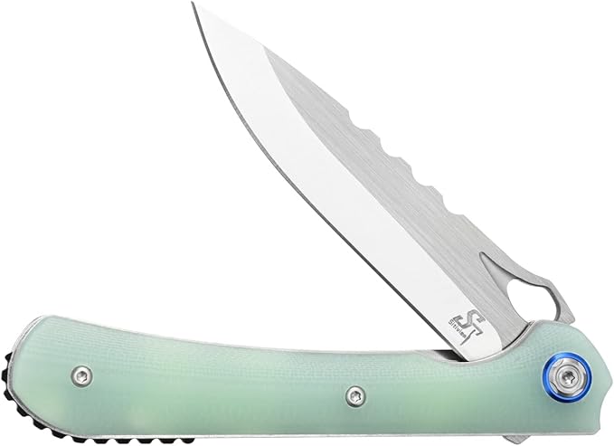 Sitivien ST145 Folding Pocket Knife,14C28N Steel Blade,G10 Handle EDC Tool Knife for Outdoor Survival,Camping,Hiking,Hunting(Jade) …