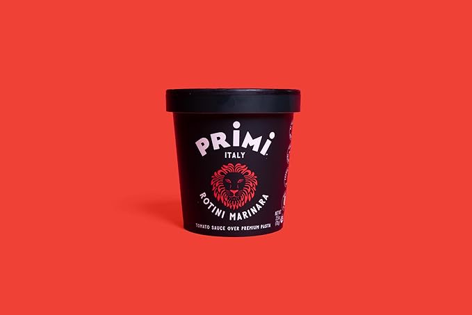 Primi Pasta Cup with Fusilli and Marinara Sauce, 8-Pack, Made In Italy, 100% Natural, Just Add Water, Microwavable, Ready in 3 Minutes