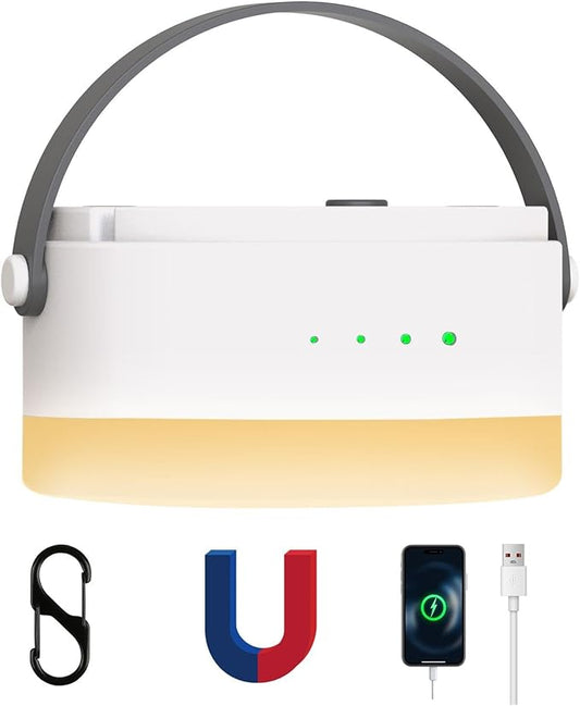 Hanging Camping Tent Light with Stepless Dimming & Magnetic Base, USB-C Rechargeable LED Lantern for Outdoor Glamping, Emergencies, Indoor Outages (Portable,Waterproof)