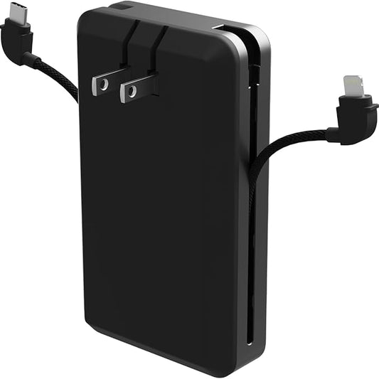 Mophie Powerstation Plus Ultra 10,000mAh Power Bank - Integrated USB-C and Lightning Cables and Foldable Wall Prongs ??Fast Charging for Smartphones, Tablets, and More