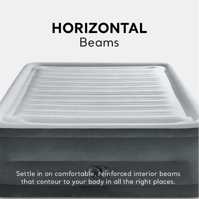 Intex 64417ED 22in Queen Dura-Beam Comfort Plush High-Rise Inflatable Air Mattress with Built in