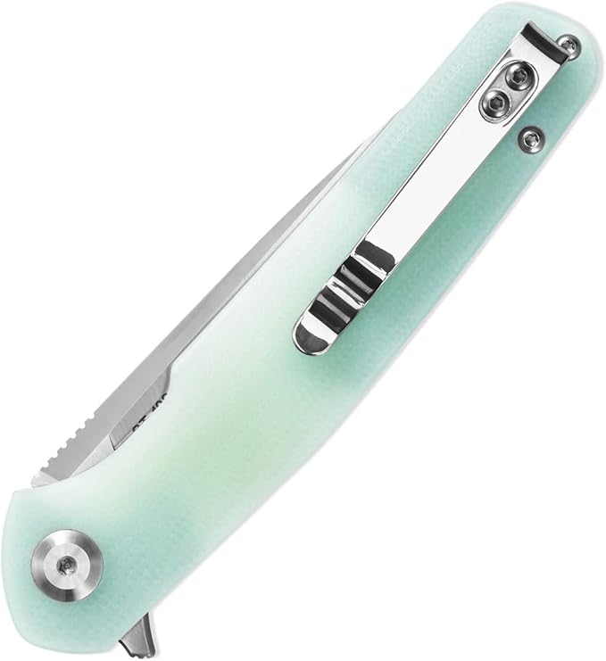 Sitivien ST102 Folding Knife, D2 Steel Blade+G10 Handle Pocket Knife, EDC Tool Knife for Outdoor, Camping, Hunting, Survival (Turquoise) …