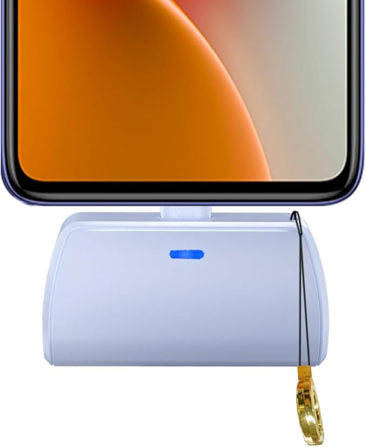 WAVYPO Keychain Portable Charger 2500mAh, USB-C Cell Phone Portable Power Bank, Compatible for iPhone 16/15/15 plus/15 pro/15 pro Max/Android/Samsung/Moto/LG (Blue)
