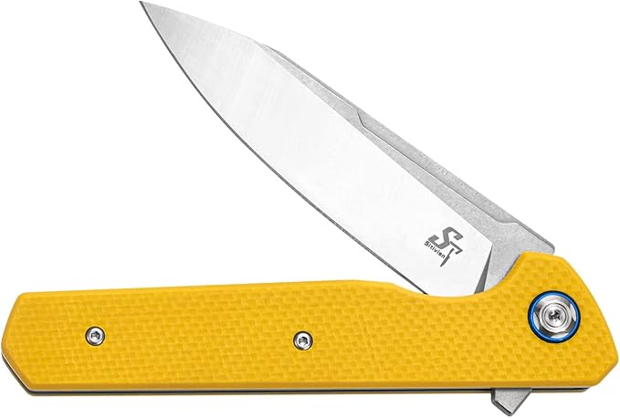 Sitivien ST135 Folding Knife,D2 Steel Blade G10 Handle Outdoor EDC Knife for Hunting Fishing Camping(Yellow)