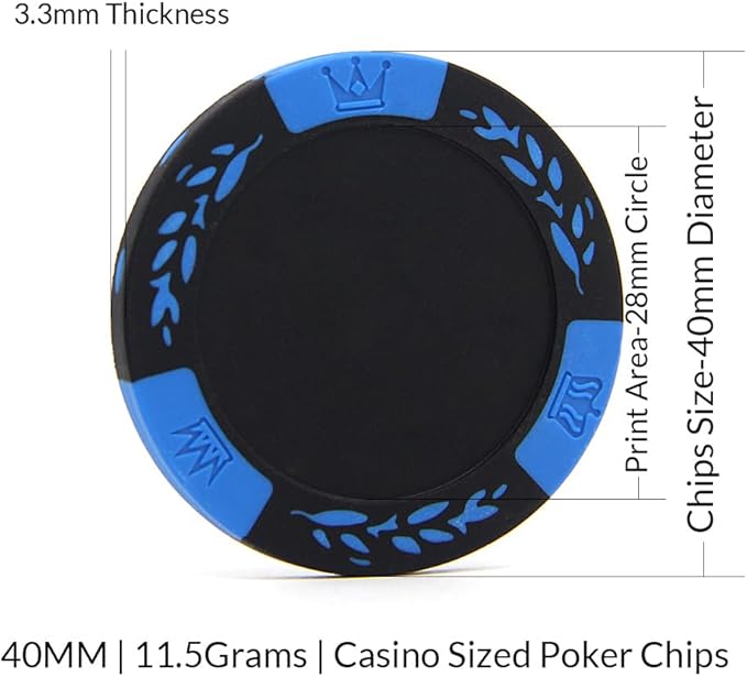 100 Premium Clay Poker Chips, Customized Your Image and Text, 11.5 Gram Casino Chips for Texas Hold’em, Blackjack Gambling