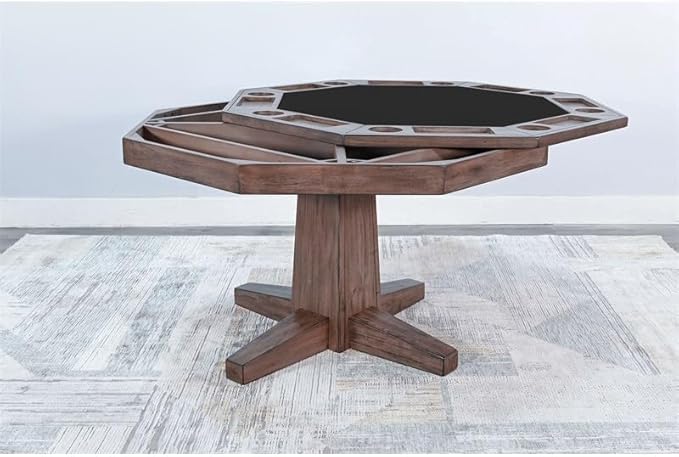 Pemberly Row Reversible Wood Game and Dining Poker Table in Buckskin Natural