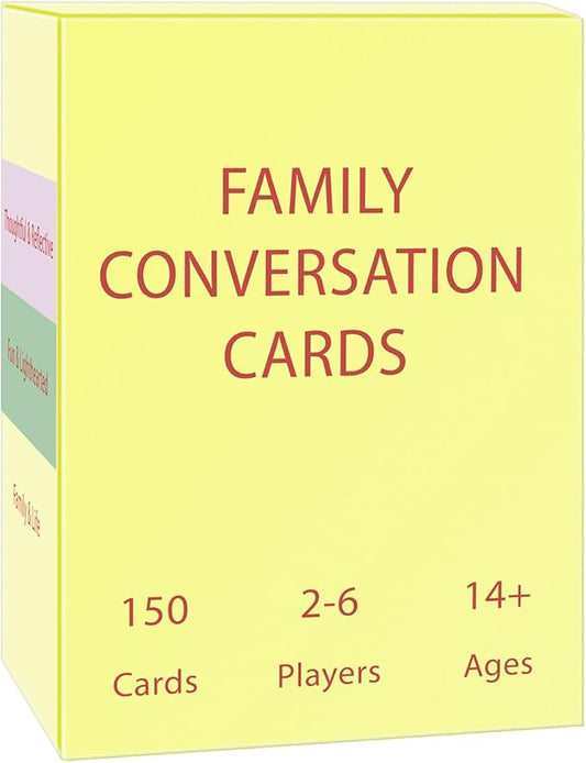 Family Edition Conversation Cards Game, 150 Discussion Cards with Cards Storage Box Free, 2-6 Players, Ages 14+, for Game Nights, Road Trips and Family Gatherings,