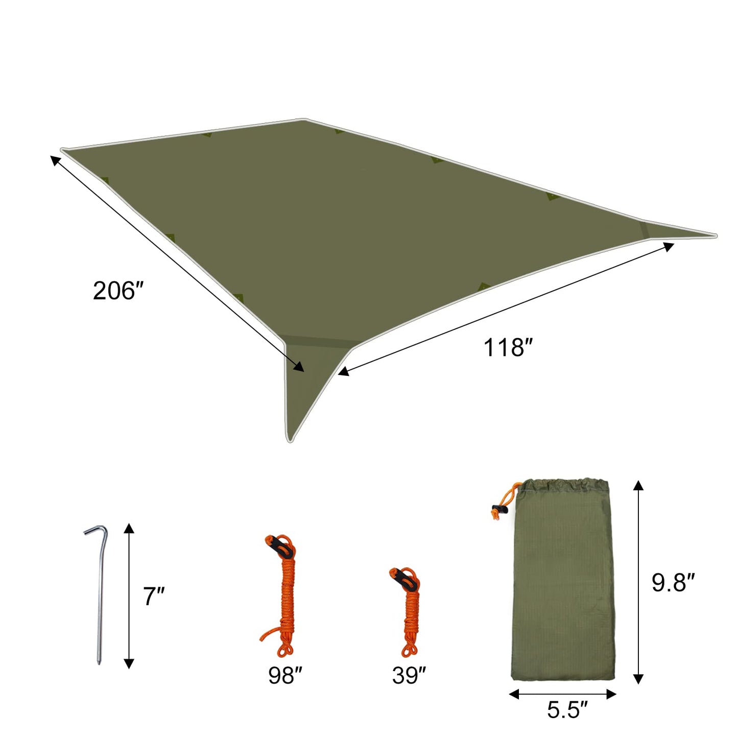 GEERTOP 17 × 10 ft Large Camping Tent Tarp Outdoor Waterproof Flame Retardant Hammock Rain Fly