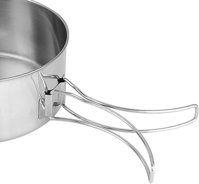 Stainless Steel Camping Cookware Set with Pot, Pan, Plates and Cups, Portable Folding Outdoor Cooking Kit for Picnic, BBQ and Travel