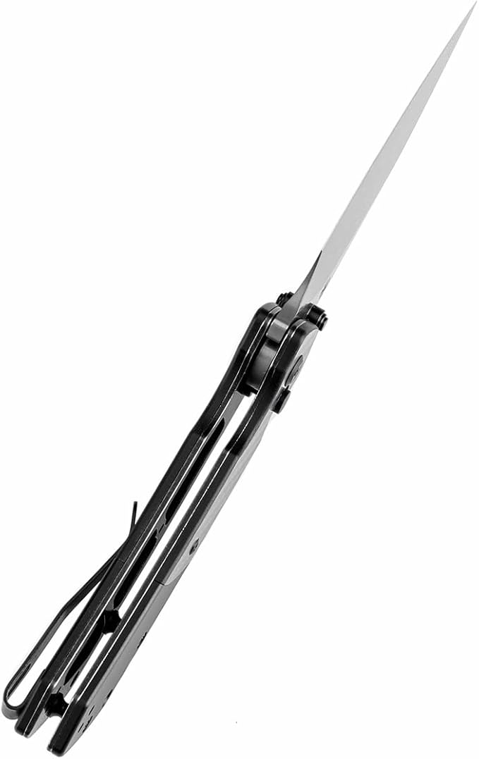 KANSEPT Fenrir Button Lock Pocket Folding Knives for Men Women Camping Hiking Folding Knife 3.11'' Damascus Blade EDC Knife with Twill Carbon Fiber + Blackwash Aluminum Handle Everyday Carry K1034S6