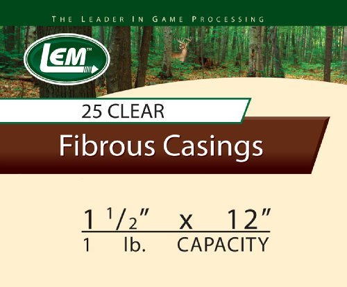 LEM Products Mahogany Fibrous Casings, 1 ½ Inches x 12 Inches, Non-Edible Sausage Casings & Products Mahogany Smoked Collagen Casings, 19mm, Edible Sausage Casings