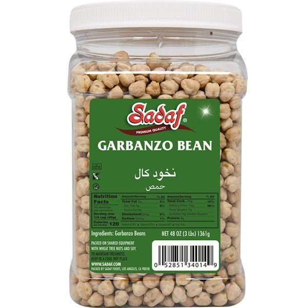 Sadaf Garbanzo Beans Dry 48 oz - Dried Chickpeas - Chick Peas Perfect for Hummus - Natural, Vegan, Kosher, Halal - Bulk Chickpeas