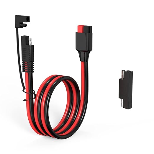 12AWG Anderson Connector to SAE Extension Cable with SAE Polarity Reverse Adapter for Portable Power Station Solar Panel (2FT)