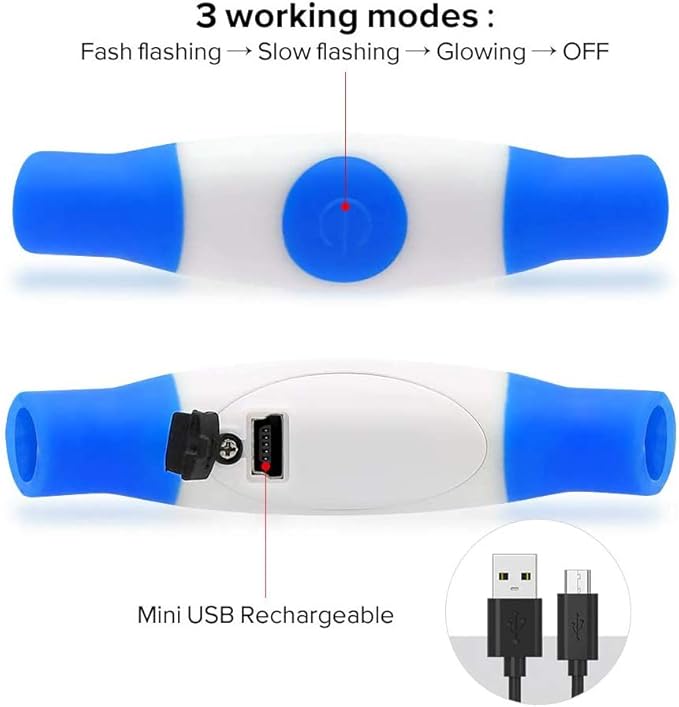 Illumifun LED Dog Collar - USB Rechargeable Light Up Dog Collars, TPU Cuttable Lighted Dog Necklace for Night Walking (Blue)