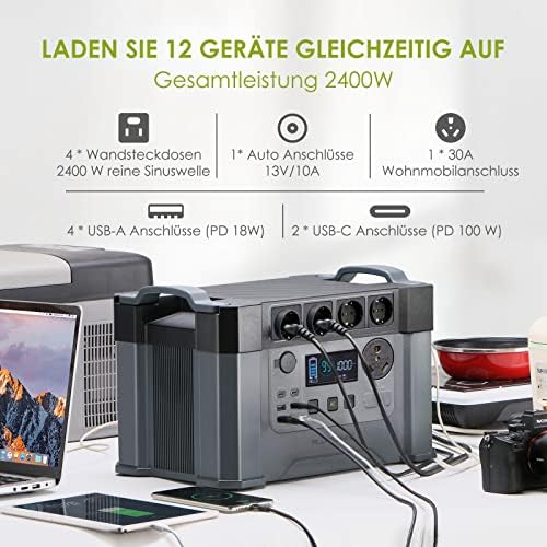 2000w Portable Power Station, 1500Wh MPPT Battery Backup, S2000 Solar Generator with 4 AC Outlets(Peak 4000w), Solar Power Bank for 11 Devices, for Home Use, Outdoor Camping, Traveling, RVs