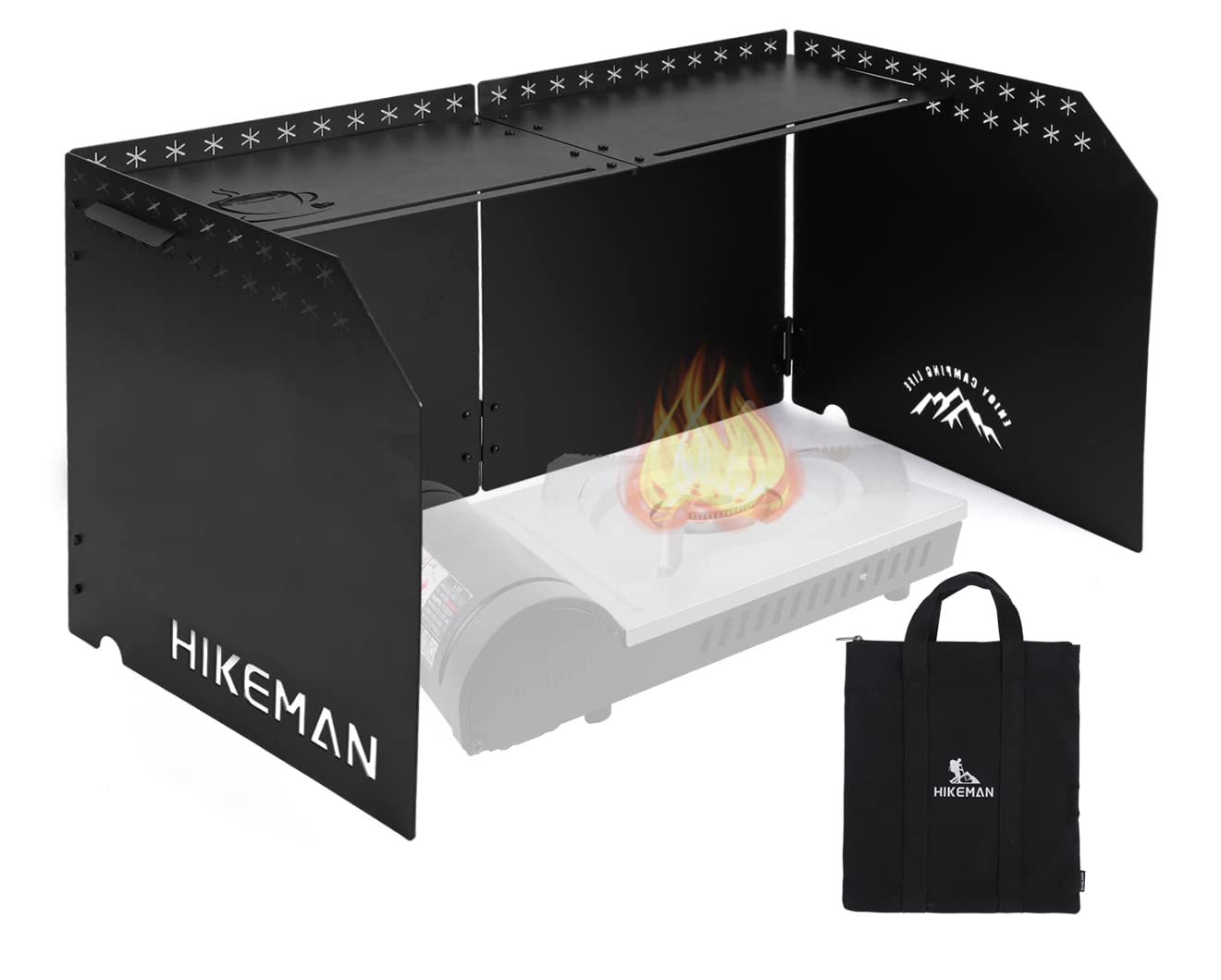 HIKEAMN Camping Stove Windscreen - Outdoor Folding Gas Stove Windshield,Camping Wind Blocker with a