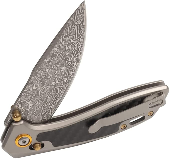 VG10 Sandwich Damascus Blade folding knife,Pocket clip suitable for outdoor, camping, tactics and survival