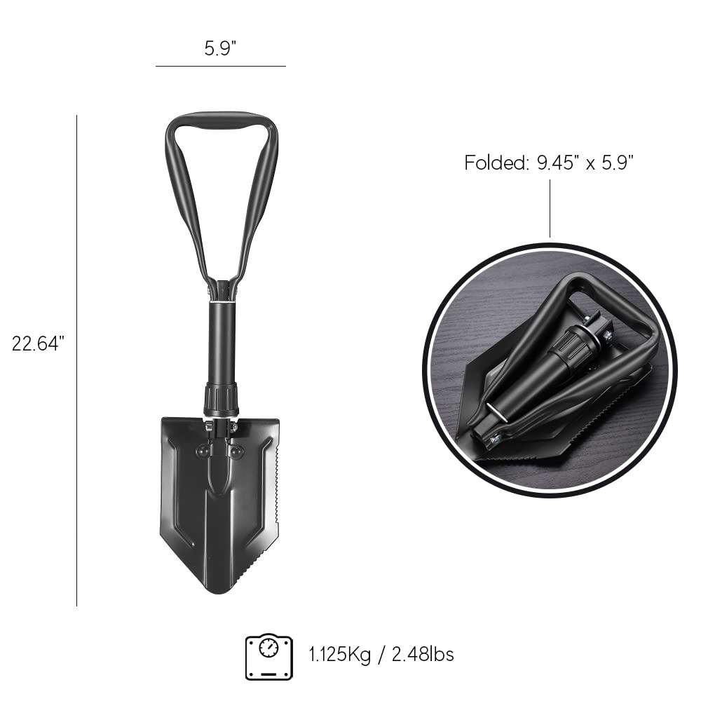 iChewie Folding Emergency Shovel | 22.64 in, Black