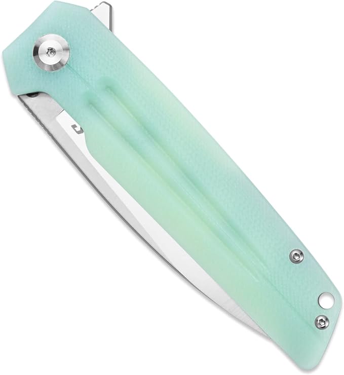 Sitivien ST152 Folding Knife,K110(D2) Steel Blade with G10 Handle EDC Tool Knife for Outdoor Camping,Hiking,Fishing(Jade)