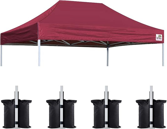 Eurmax USA Pop Up Canopy Replacement Canopy Tent Top Cover, Instant Canopy Top Cover ONLY,Bonus 4PC Pack Weight Bag (8x12, Burgundy)