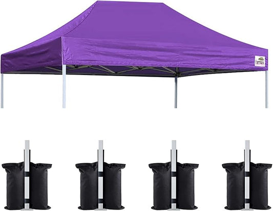 Eurmax USA Pop Up Canopy Replacement Canopy Tent Top Cover, Instant Canopy Top Cover ONLY,Bonus 4PC Pack Weight Bag (8x12, Purple)