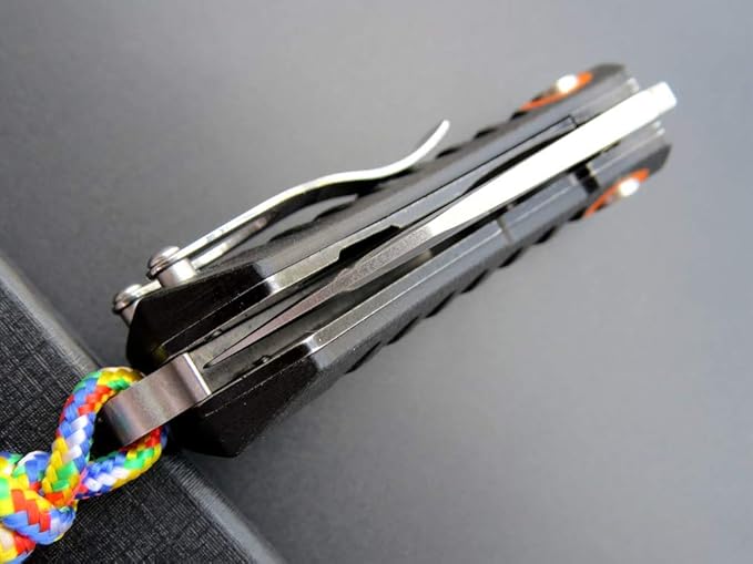 Eafengrow EF85 Folding Knife with Clip Stone Wash D2 Steel Blade G10 Handle Pocket Knife Ball Bearing Flipper Outdoor Camping Survival EDC Tool Knives(black)