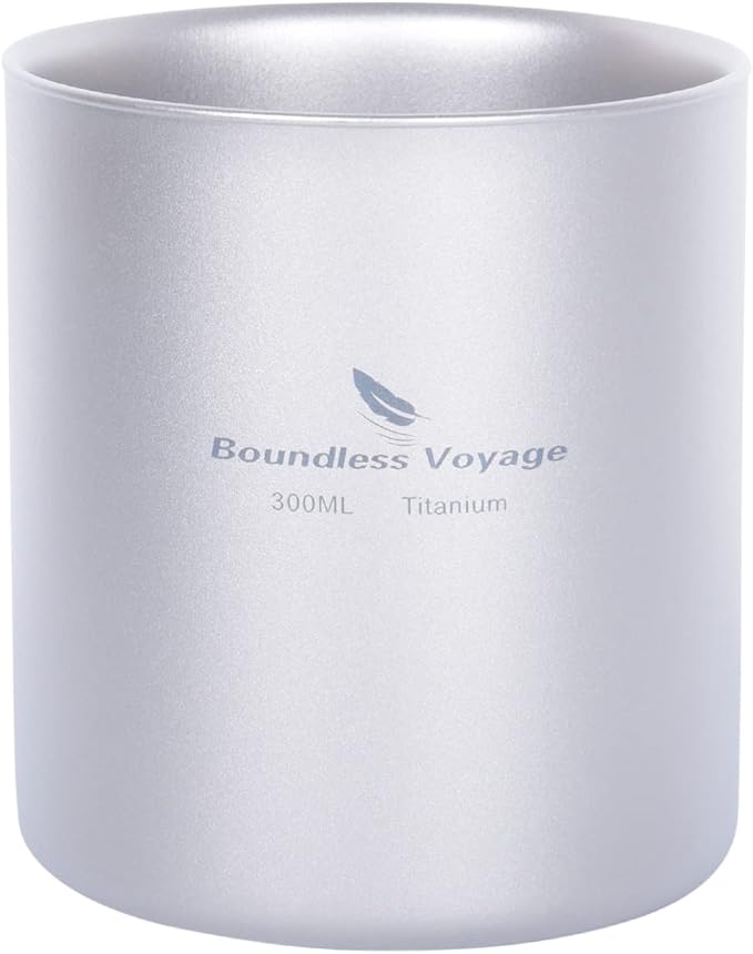Boundless Voyage 3 in 1 Double Walled Titanium Cup Heat Resistant Mini Tea Drink Cup Outdoor Camping Mug Coffee Cups Camping Accessories Ti15154B