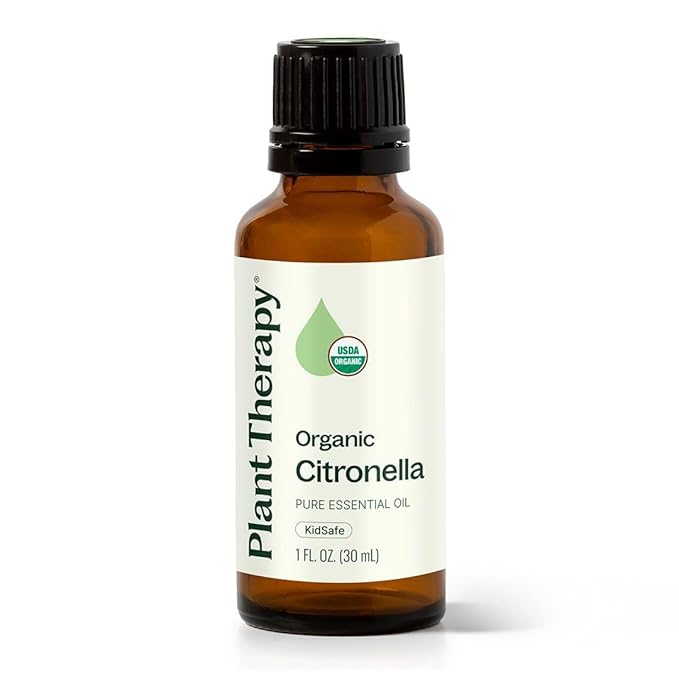 Plant Therapy Citronella Organic Essential Oil 100% Pure, USDA Certified Organic, Undiluted, Natural Aromatherapy, Therapeutic Grade 30 mL (1 oz)