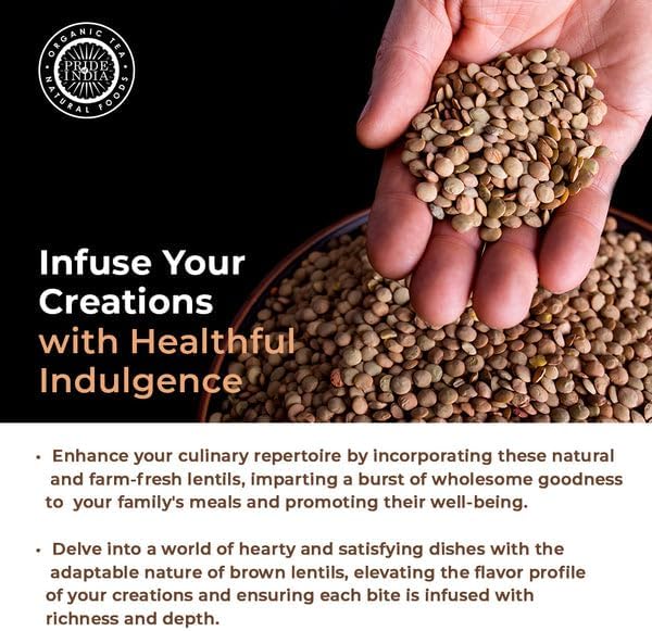 Pride Of India - PACK of 6 - Indian Whole Brown Crimson Masur Lentils - Protein & Fiber Rich Masoor Whole, 1.5 Pound Jar