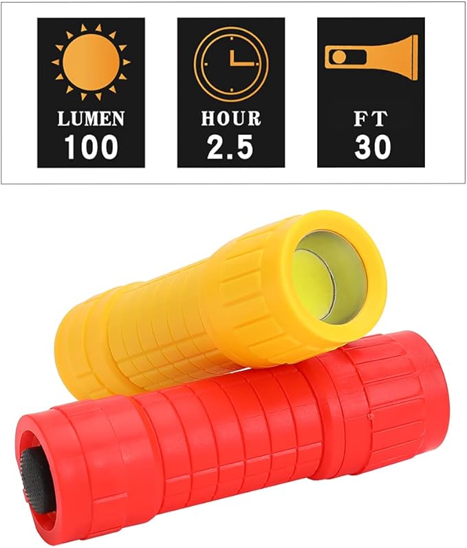 KunHe 5 Pack Plastic Small Mini LED Flashlight COB Flashlights for Kids 100 Lumen with Batteries High CRI for Bright Flash Light Christmas Gifts Stocking Stuffers