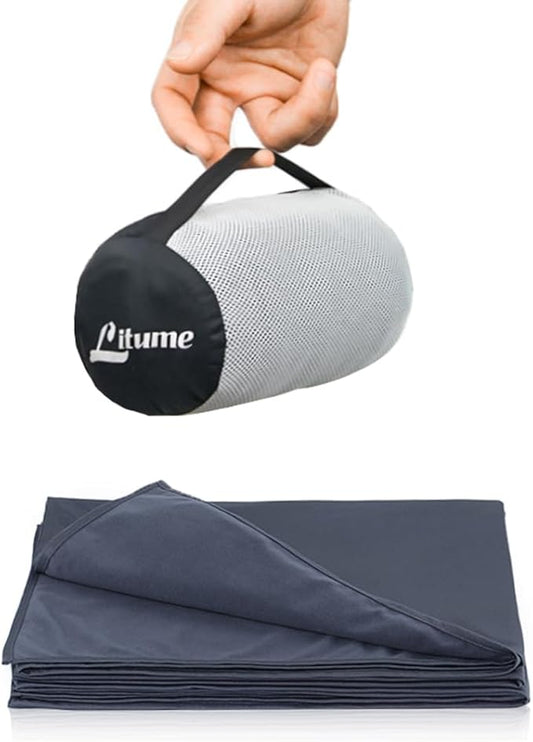 Travel Blanket Lightweight and Breathable, 67 x 48 in Soft Airplane Flight Blanket for Travelers, Foldable Camping Sheet with Stuff Sack for Train, Camp, backpacking, office, home (Velvet E650)
